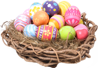 Happy Easter day eggs in nest