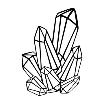 Hand drawn diamonds for decoration. Shining symbol, sign, icon. Magic symbol, talisman, antique style, boho. Vector doodle sketch illustration isolated on white background