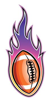 Rugby ball in burning fire flame american football ball vector art car vinyl sticker motorcycle truck decal