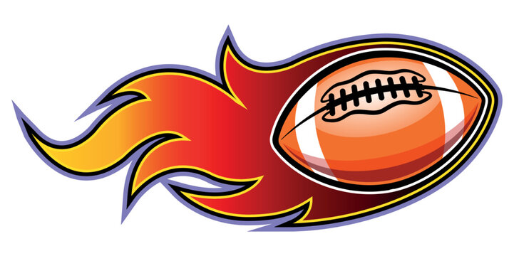 Rugby ball vector image with tribal fire flame american football car sticker motorcycle decal and sport logo template
