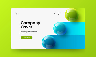 Clean 3D spheres corporate identity concept. Fresh cover vector design template.