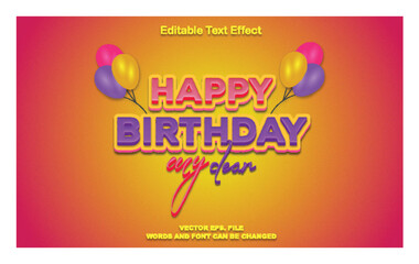 happy birthday, happy birthday text effect, happy birthday premium editable vector text effect, 3D Happy Birthday Text Style