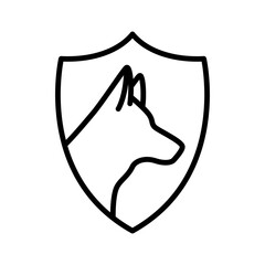Shield dog protect icon. Pictogram isolated on a white background.