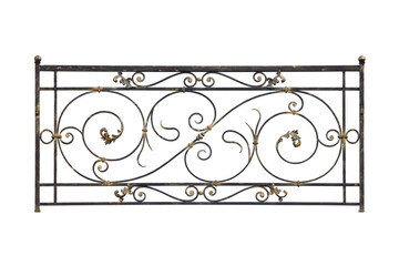 Decorative iron fence, railing.