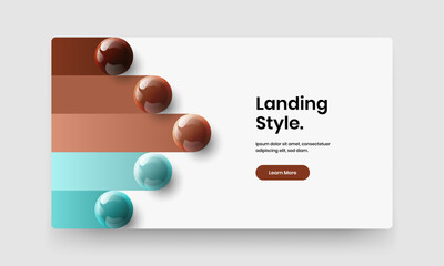 Minimalistic site design vector layout. Clean 3D balls brochure concept.