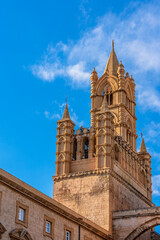 View of the bell tower of the Cattedrale di Palermo in Sicily, Italy