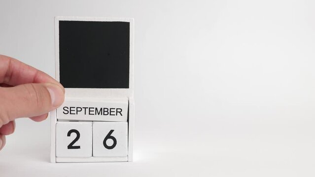 Calendar with the date September 26 and a place for designers. Illustration for an event of a certain date.