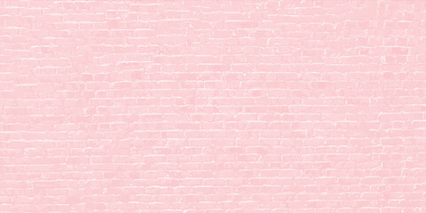 Pink brick wall texture.Cracked empty background. Grunge sweet wallpaper. Vintage stonewall. Room baby girl design interior. Princess surface for decoration. Backdrop for cafe, nursery. Illustration