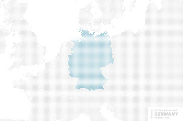 Naklejka na ściany i meble ドイツを中心とした青のドットマップ。　中サイズ。 