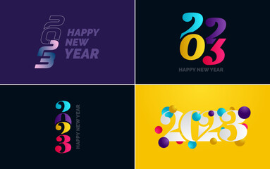 Happy New Year 2023 text design. Cover of business diary for 2023 with wishes. Brochure design template. card. banner. New Year Vector illustration