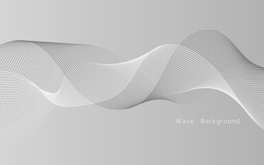 Abstract colorfull wave element for design. Stylized line art background. Vector illustration. Wave with lines created using blend tool. Digital frequency track equalizer. Curved wavy line.