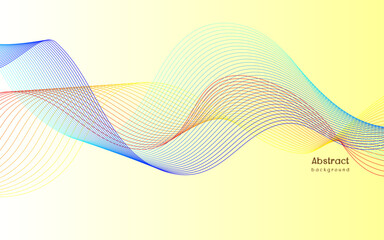 Abstract colorfull wave element for design. Stylized line art background. Vector illustration. Wave with lines created using blend tool. Digital frequency track equalizer. Curved wavy line.