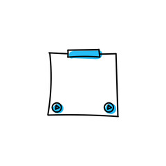 Blue pinned sticky note hand drawn icon