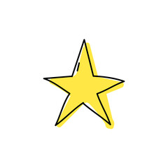 Star yellow hand drawn icon