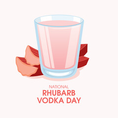 National Rhubarb Vodka Day vector. Pink rhubarb vodka in a shot glass icon vector. Alcoholic drink drawing. Every first Saturday in December. Important day © betka82