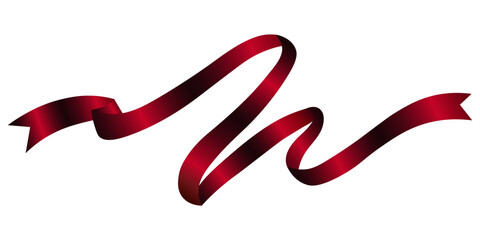 Dark red ribbon, vector illustration.