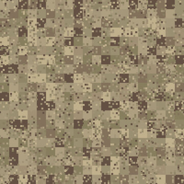 Military camouflage seamless pattern. Urban and desert digital pixel style.