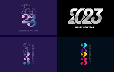 Big Set of 2023 Happy New Year logo text design. 2023 number design template. Collection of 2023 Happy New Year symbols. New Year Vector illustration