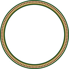 Vector colorful round byzantine ornament. Circle, border, frame of ancient Greece and Eastern Roman Empire. Decoration of the Russian Orthodox Church..