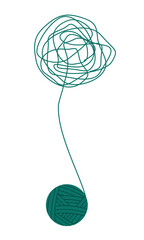Abstract image of putting thoughts in order. A chaotic tangle of thoughts. Therapy. Flat style. Vector
