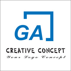 Creative initial letters ga square logo design concept vector