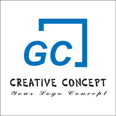 Creative initial letters gc square logo design concept vector