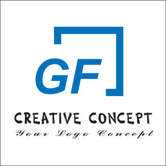 Fototapeta premium Creative initial letters gf square logo design concept vector