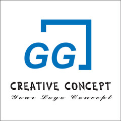 Creative initial letters gg square logo design concept vector