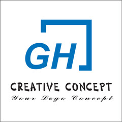 Creative initial letters gh square logo design concept vector