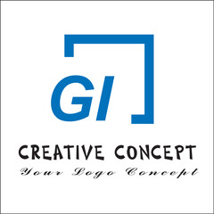 Fototapeta premium Creative initial letters gi square logo design concept vector