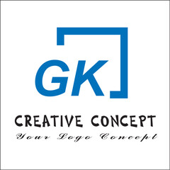 Creative initial letters gk square logo design concept vector