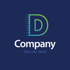D Technology Logo. Business Brand identity design. Vector illustration