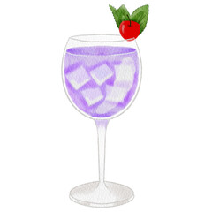 Watercolor cocktail drink.	

