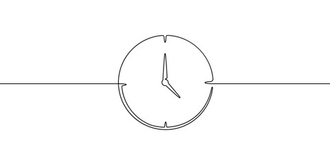 Time simple icon vector illustration in outline style. Continuous line © polgin