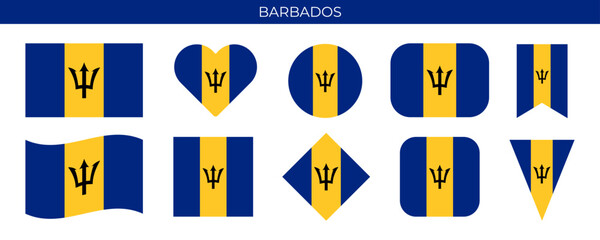 Barbados national flag. Vector illustration isolated on white background