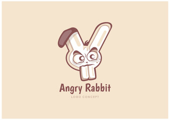 Fototapeta premium Angry rabbit vector illustration, logo concept