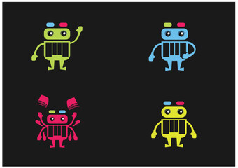 Robot USB character in different poses