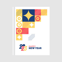2023 Happy New year Geometric Book Cover Design. Vector illustration