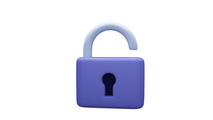 PNG of 3D render of Padlock Lock icon simple illustration on pastel background. Minimal concept
