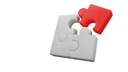 PNG of 3D render of Brainstorming teamwork concept. Jigsaw puzzle pieces icon collaboration in business development
