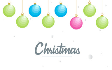 Obraz na płótnie Canvas Flat merry christmas Glossy decorative Ball elements hanging Vector background illustration