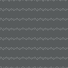 Vector. Hand drawn gray, black and white geometric pattern. Monochrome abstract outline chevron, checkmarks, zigzag. Repeating geometric texture, geometric shape. Mosaic abstract background. Dividers.