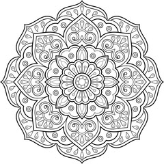 Outlined mandala vector illustration for coloring book