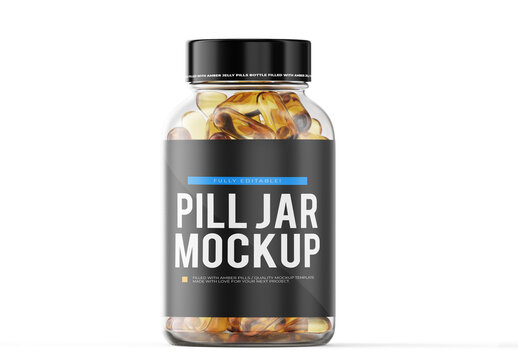 Essential Oil Pills In Transparent Jar Mockup