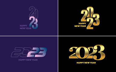 Fototapeta na wymiar Happy New Year 2023 text design. Cover of business diary for 2023 with wishes. Brochure design template. card. banner. New Year Vector illustration