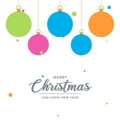 Naklejka na ściany i meble Flat merry christmas decorative Ball elements hanging Vector background illustration