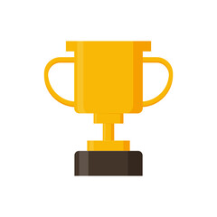 Winner’s trophy vector. Illustration of Golden Trophy or cup, sports award, champion in flat style