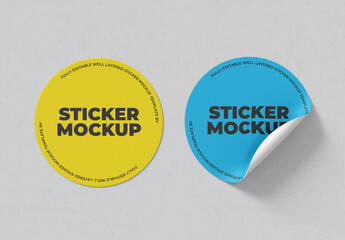 Circle Sticker Mockup Template
