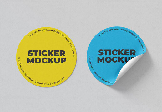 Circle Sticker Mockup Template