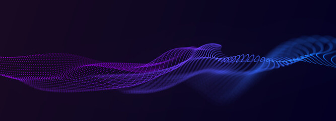 Musical abstract background. Equalizer for music showing sound waves. Network connection structure. Big data visualization. 3D rendering.